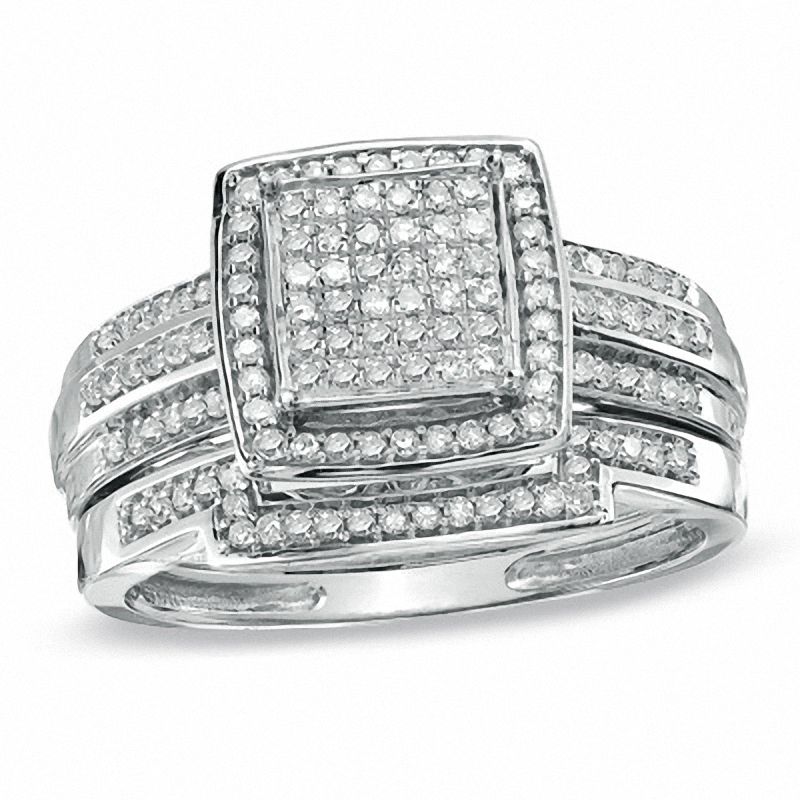 square multi diamond ring