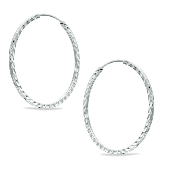 Sterling Silver Diamond-Cut Hoops