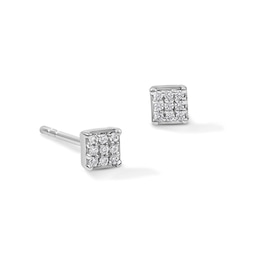 Diamond Accent Square Composite Stud Earrings in Sterling Silver