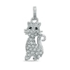 Thumbnail Image 1 of Black and White Crystal Cat Charm in Sterling Silver