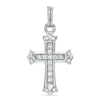 Thumbnail Image 1 of Cubic Zirconia Ornate Cross Dangle Charm in Sterling Silver