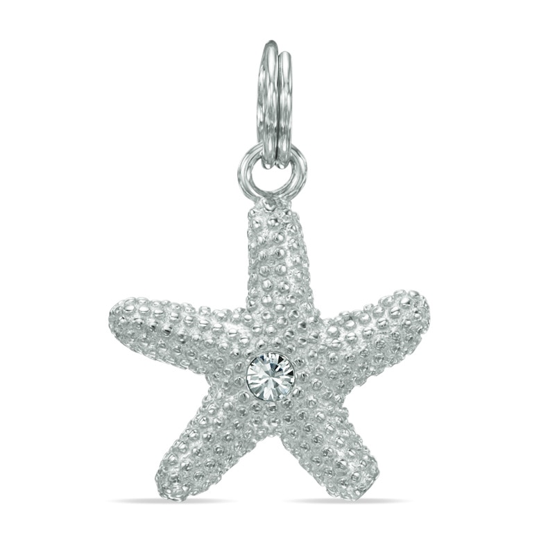Crystal and Beaded Starfish Dangle Charm in Sterling Silver | Banter