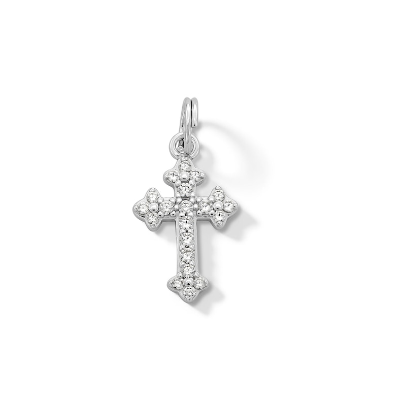 Main Image 1 of Cubic Zirconia Ornate Cross Dangle Charm in Sterling Silver