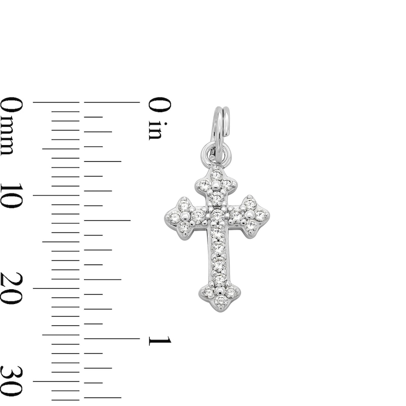 Main Image 4 of Cubic Zirconia Ornate Cross Dangle Charm in Sterling Silver