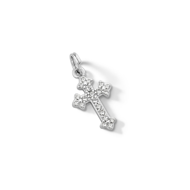 Main Image 3 of Cubic Zirconia Ornate Cross Dangle Charm in Sterling Silver