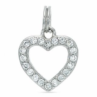 Cubic Zirconia Heart Outline Dangle Charm in Sterling Silver | Banter