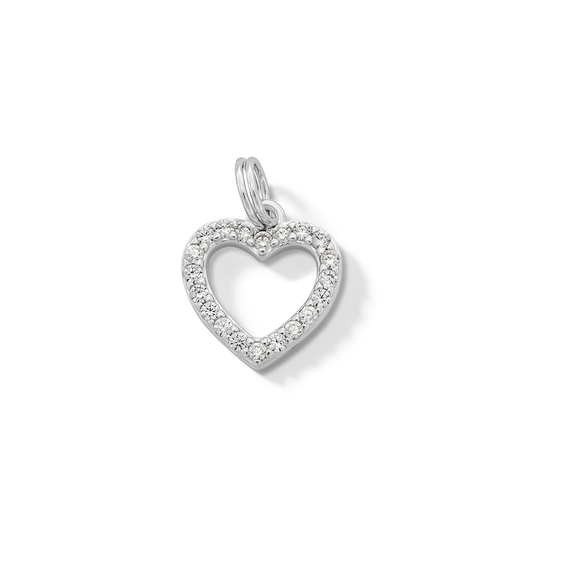 Main Image 1 of Cubic Zirconia Heart Outline Dangle Charm in Sterling Silver