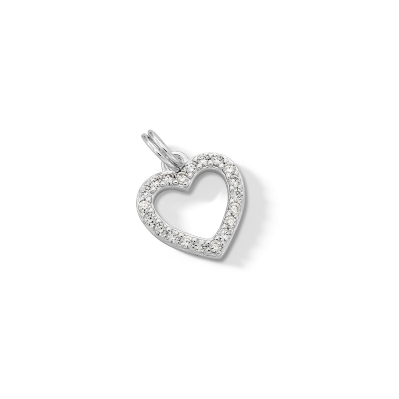 Main Image 3 of Cubic Zirconia Heart Outline Dangle Charm in Sterling Silver