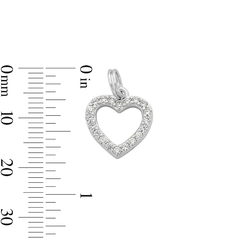 Main Image 4 of Cubic Zirconia Heart Outline Dangle Charm in Sterling Silver