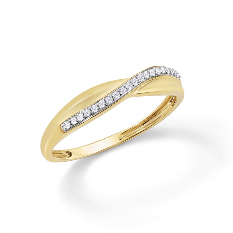 Main Image 3 of 1/15 CT. T.W. Diamond Crossover Ring in 10K Gold