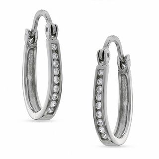 Cubic Zirconia Oval Hoop Earrings in Sterling Silver | Banter