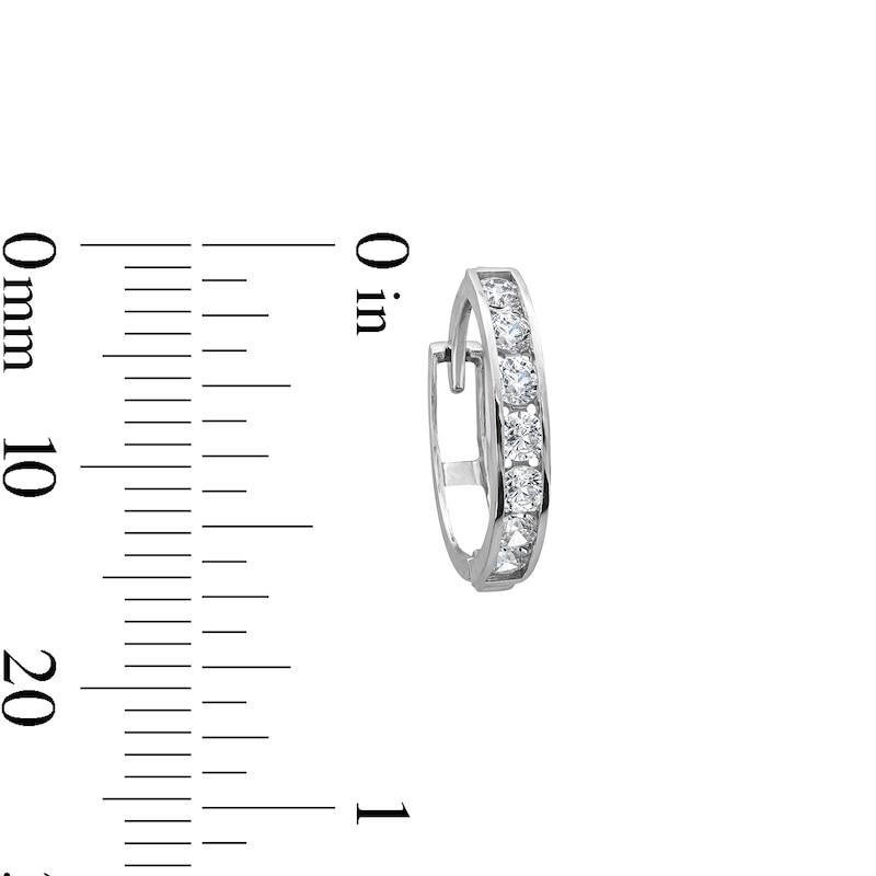 Main Image 3 of Cubic Zirconia Huggie Hoop Earrings in 10K White Gold