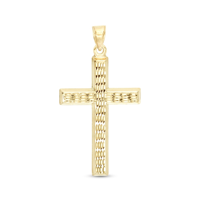 Main Image 1 of Diamond-Cut Cross Charm in 10K Solid Gold