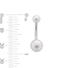 Thumbnail Image 3 of Solid Stainless Steel Faux Pearl Belly Button Ring - 14G 3/8&quot;