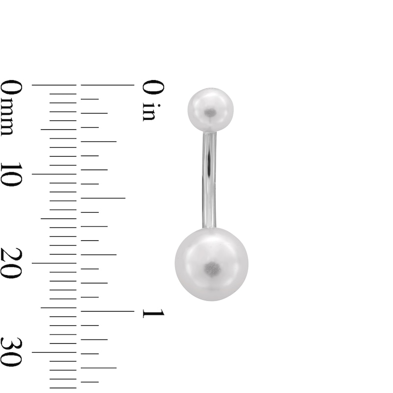 Main Image 3 of Solid Stainless Steel Faux Pearl Belly Button Ring - 14G 3/8&quot;