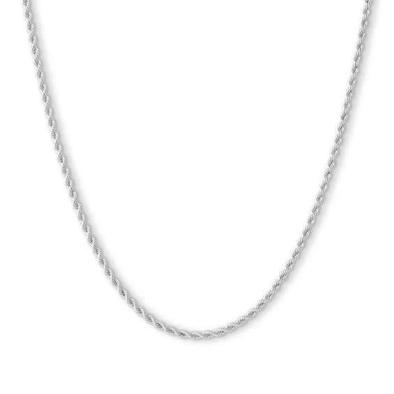 160 Gauge Rope Chain Necklace in 10K Hollow White Gold - 20"