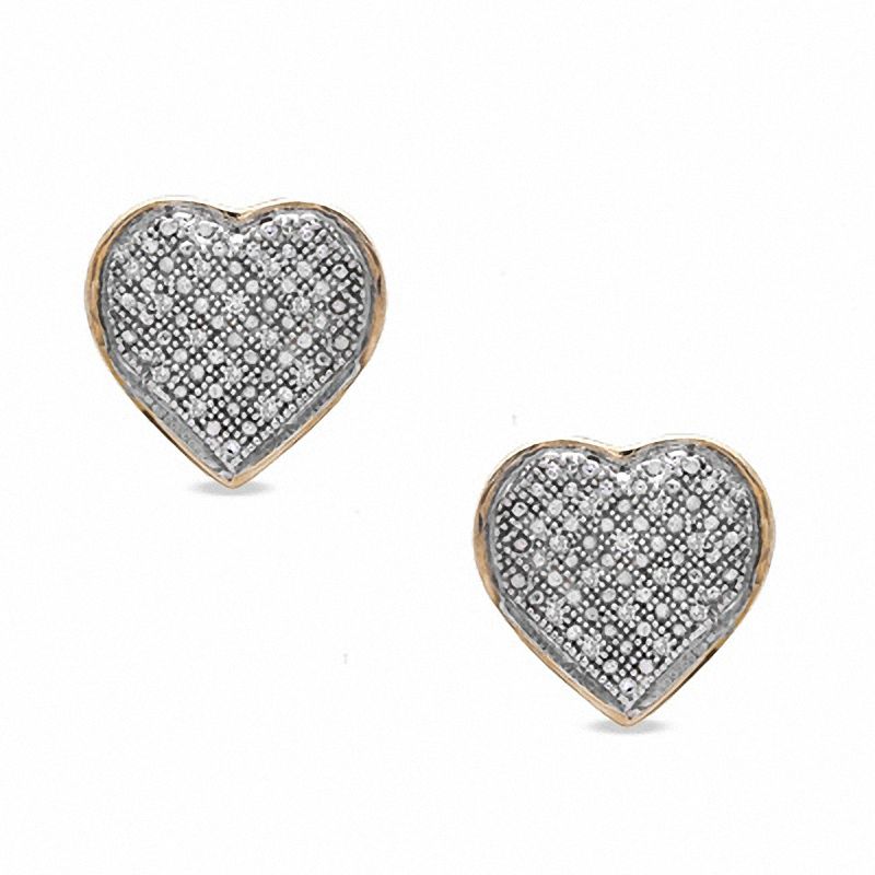 diamond accent heart earrings