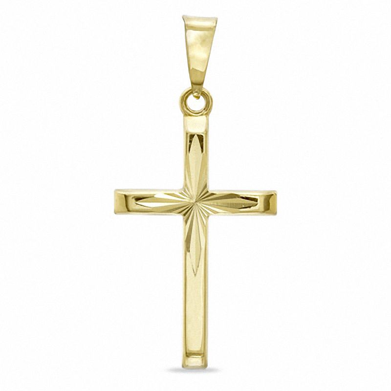 10K Solid Gold selling Diamond cut Cross Ear