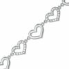 Thumbnail Image 1 of Cubic Zirconia and Polished Hearts Link Bracelet in Sterling Silver - 7.75&quot;