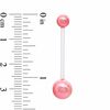 Thumbnail Image 2 of 014 Gauge Flexible Belly Button Ring in Biopierce with Faux Pink Pearls - 7/8&quot;