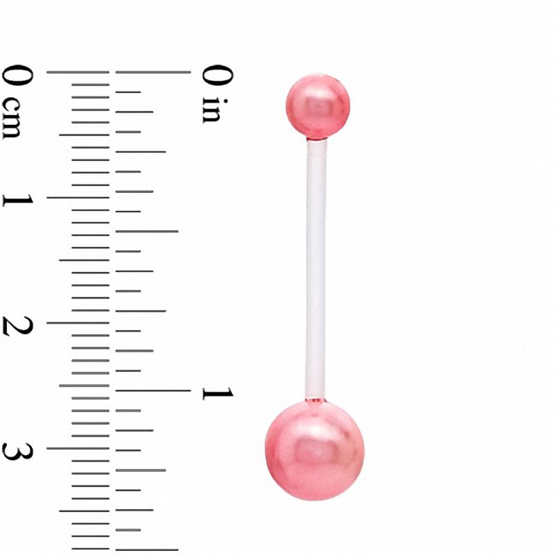 Main Image 2 of 014 Gauge Flexible Belly Button Ring in Biopierce with Faux Pink Pearls - 7/8&quot;