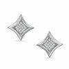 Thumbnail Image 1 of 1/10 CT. T.W. Diamond Concave Square Stud Earrings in Sterling Silver