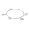 Thumbnail Image 1 of Child's Pink Crystal Butterfly and Heart Charm Bracelet in Sterling Silver - 5.5&quot;