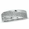 Thumbnail Image 0 of 1/8 CT. T.W. Diamond Crossover Wedding Band in Sterling Silver