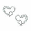 Thumbnail Image 0 of Cubic Zirconia Double Heart Stud Earrings in Sterling Silver