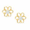 Thumbnail Image 0 of 3mm Lab-Created White Sapphire Flower Earrings in 10K Gold