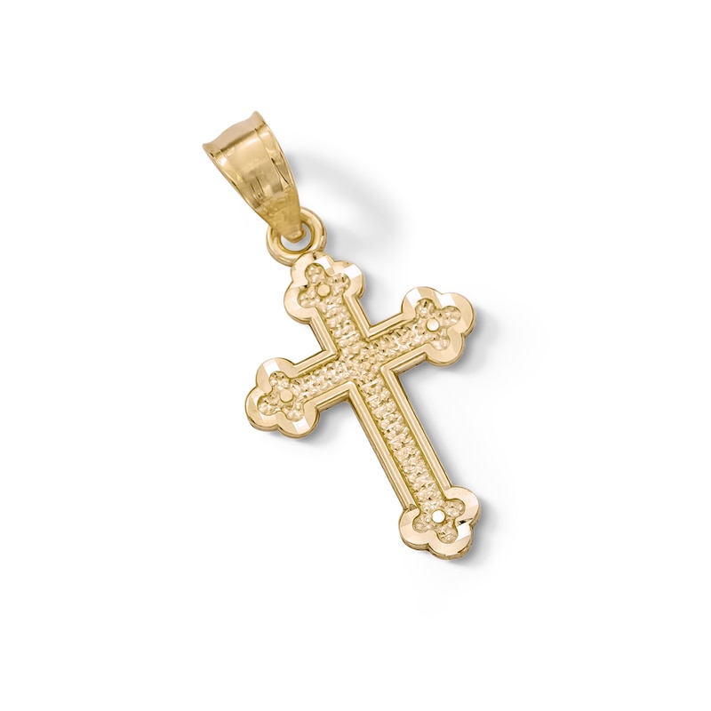 Main Image 3 of Budded Cross Necklace Charm in 10K Solid Gold