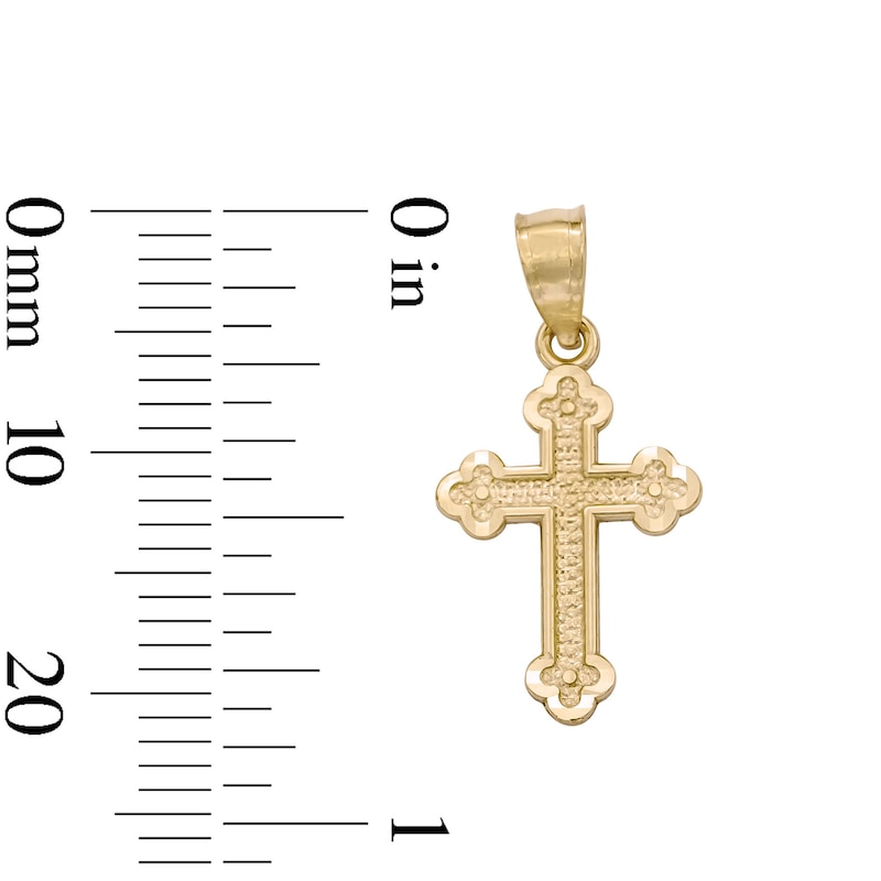 Main Image 4 of Budded Cross Necklace Charm in 10K Solid Gold