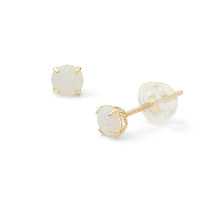 4mm Lab-Created Opal Stud Earrings in 10K Gold | Banter