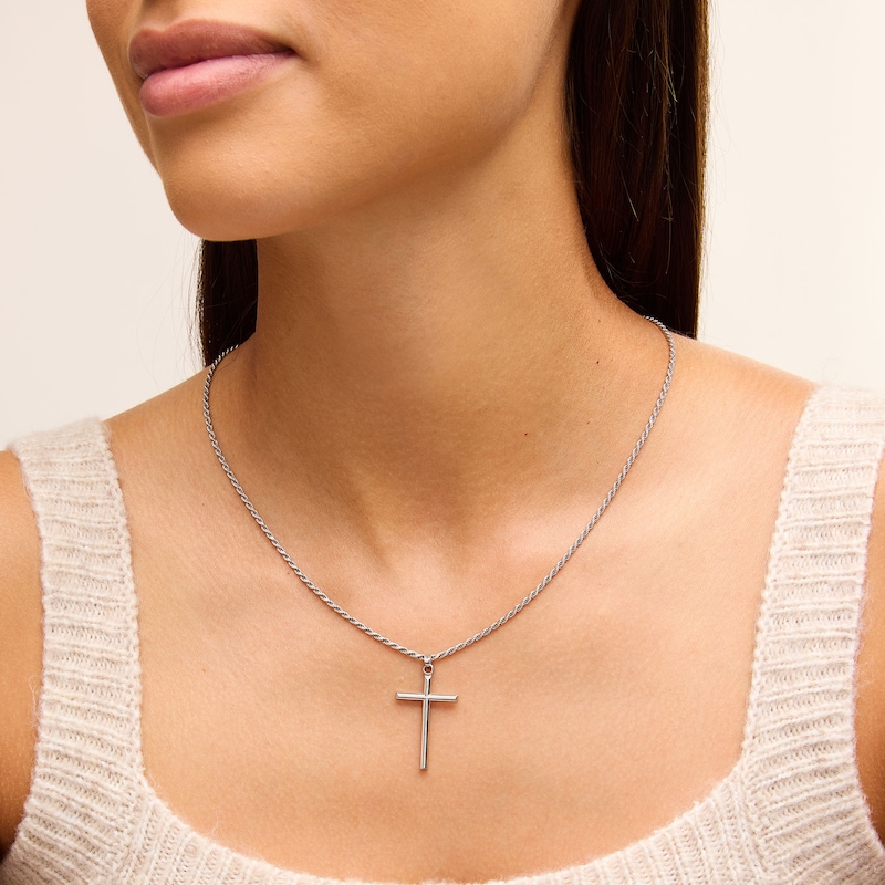 Main Image 2 of Cross Charm in Hollow Sterling Silver