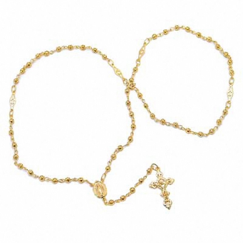 Rosary Necklace in Brass with 14K Gold Plate