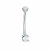 Thumbnail Image 1 of 016 Gauge Curved Barbell with Cubic Zirconia in 10K White Gold