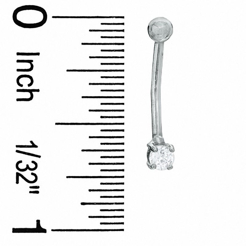 Main Image 2 of 016 Gauge Curved Barbell with Cubic Zirconia in 10K White Gold