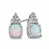 Thumbnail Image 1 of 6mm Cushion-Cut Lab-Created Opal, White Sapphire and Diamond Accent Earrings in Sterling Silver