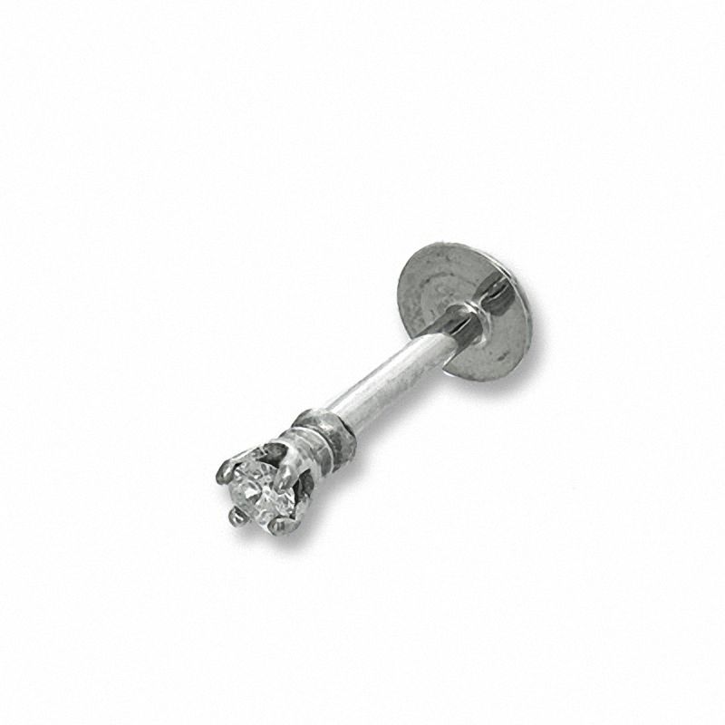 Main Image 1 of 10K Solid White Gold Diamond Accent Stud - 18G