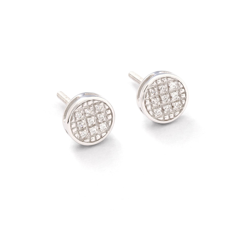 Main Image 3 of Diamond Accent Circle Stud Earrings in Sterling Silver