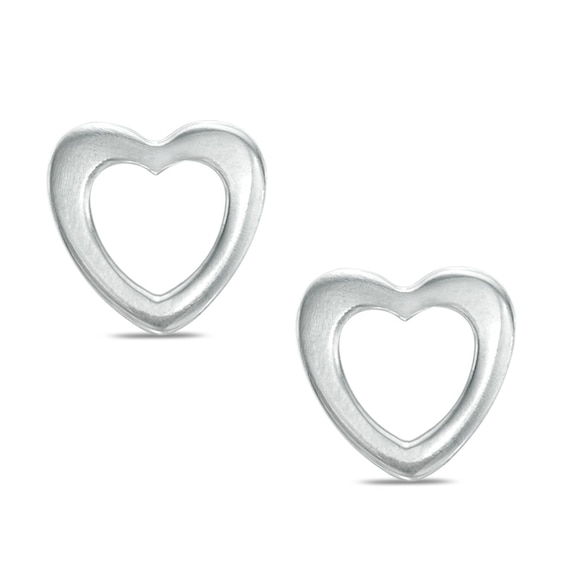 Heart Outline Stud Earrings in Sterling Silver