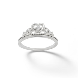 Child's Cubic Zirconia Heart Tiara Ring in Sterling Silver - Size 4