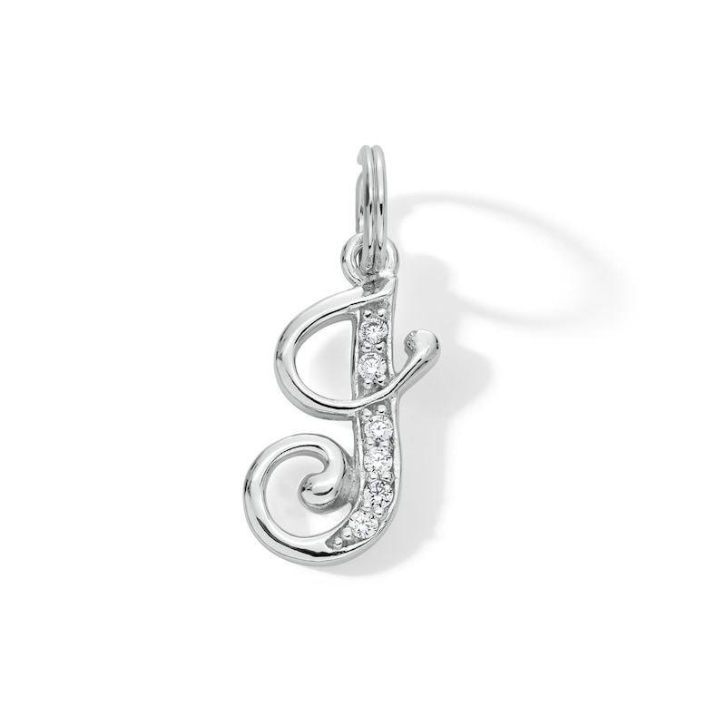 Main Image 1 of Cubic Zirconia Cursive &quot;J&quot; Charm in Sterling Silver