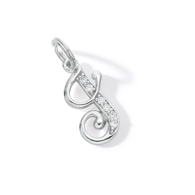 Main Image 3 of Cubic Zirconia Cursive &quot;J&quot; Charm in Sterling Silver