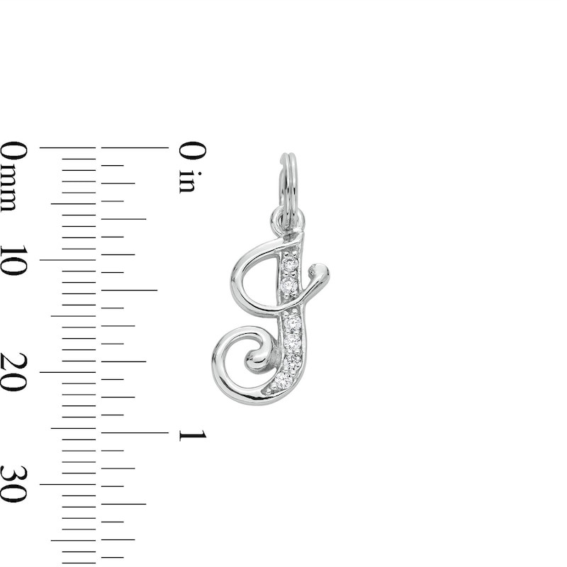 Main Image 4 of Cubic Zirconia Cursive &quot;J&quot; Charm in Sterling Silver