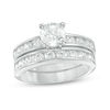 Thumbnail Image 1 of 7.5mm Cubic Zirconia Bridal Set in Sterling Silver - Size 6