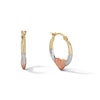 Thumbnail Image 1 of Heart Hoop Earrings in 10K Tri-Tone Gold