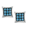 Thumbnail Image 0 of Blue Cubic Zirconia Square Stud Earrings in Sterling Silver