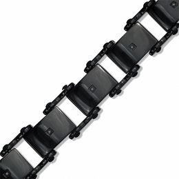 Diamond Accent Bracelet in Black IP Stainless Steel - 8.5&quot;