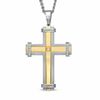 Thumbnail Image 0 of Diamond Accent Cross Pendant in Two-Tone Stainless Steel - 24"